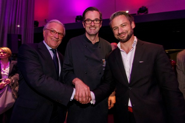 Grand Opening des HERITAGE Restaurant am 13.01.16_ mit F. J. Klein Präsident DEHOGA HH, Matthias Canttauw Küchenchef und M. Wagner Geschäftsführer MHP