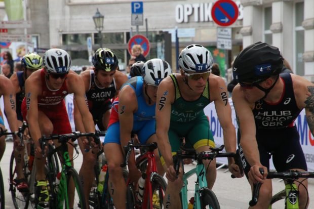 Radwettbewerb beim ITU World Triathlon in Hamburg