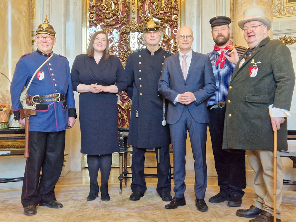 Die Bürgermeister*innen Dr. Peter Tschntscher und Katharina Fegebank beim Neujahrsempfang im Hamburger Rathauws