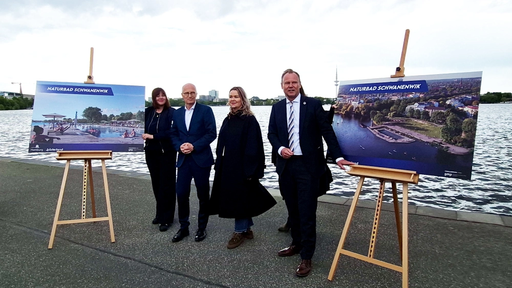 Vorstelleung der pläne für das Freibad an der Alster